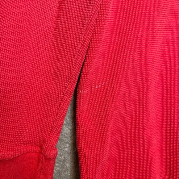 BX Men Y2K 90s Logo Waffle Knit Long Sleeve Crew Neck Thermal Shirt XL Red - Picture 8 of 12